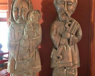 Wood carved about 12" tall