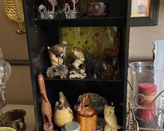 Wood carvings on almost every table