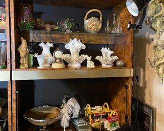 So many pieces of beautiful glassware including Fenton, Blenko, Pilgrim Viking and more