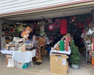 Garage filled with wreaths, flowers, tools, product, crafts and so much more