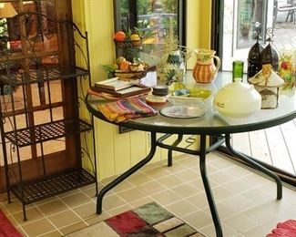 Smaller outdoor table, metal shelving piece
