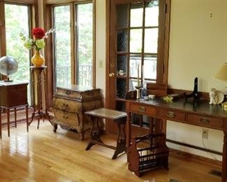 Two Marble top and marble lined tables, lovely chest of drawers.
