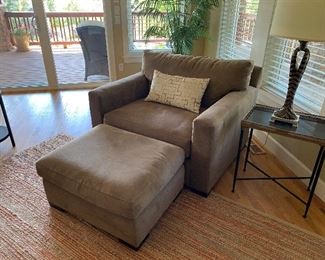 Matching oversized Crate and Barrel chair with ottoman