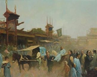 3010
Lu Lin
20th Century, Taiwanese
Forbidden City With Figures, 1994
Oil on canvas
Signed in Chinese and dated lower right
31" H x 43" W
Estimate: $1,000 - $1,500