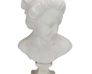 3014
After Étienne Maurice Falconet
1716-1791, French
A Bust Of Young Girl
White alabaster
Marked to back: D'Après Falconet
19" H x 11" W x 8" D
Estimate: $300 - $500