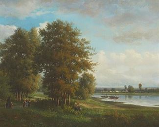 3042
Theodore Ghirardi
b. 1816, French
Figures Along A River Bank
Oil on canvas laid to board
Signed lower left: Ghirardi
13" H x 17.5" W
Estimate: $800 - $1,200