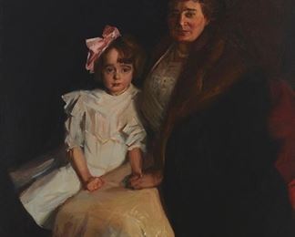 3168
Adolphe Weiner Blondheim
1988-1969, Baltimore, MD
Portrait Of A Mother And Child, 1910
Oil on canvas laid to waxed canvas
Signed and dated upper left: A.W. Blondheim
50" H x 40" W
Estimate: $2,000 - $3,000