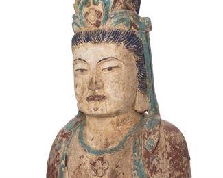 3177
A Carved Wood Quan Yin Bust
19th Century
With orginal polychrome paint
28" H x 18" W x 8" D
Estimate: $1,000 - $2,000