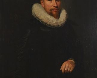 3225
Michiel Jansz Van Miereveld
1567-1641, Dutch
Dutch Nobleman
Oil on panel
Indistinctly inscribed and dated left center
41" H x 30" W
Estimate: $10,000 - $15,000