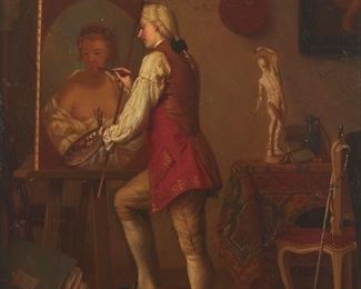 3265
19th Century Continental School
Artist painting in his studio
Oil on board
Appears unsigned
12" H x 9" W
Estimate: $600 - $900