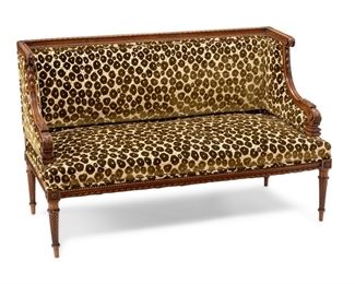 3273
A Louis XV-Style Settee
Fourth-Quarter 19th Century
With a carved wood frame, ogee scrolled bracket arms, and modern green velvet upholstery
29.5" H x 47" W x 21" D
Estimate: $600 - $800