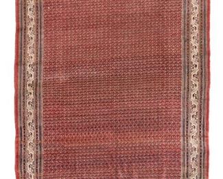 3297
An Isfahan Garden Rug
20th Century
Wool on cotton, the claret field interspersed with palmettes and animal figures within a major turquoise border
9' L x 6'4" W
Estimate: $1,000 - $2,000