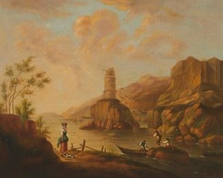3326
19th Century Continental School
Pair of coastal scenes with figures
Oil on canvas laid to canvas
Unsigned
Each: 29" H x 37" W
Estimate: $2,000 - $3,000