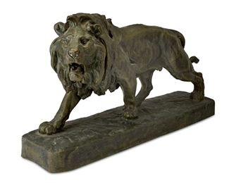 3328
After Louis Vidal
1831-1892, French
Lion
Patinated bronze
Signed and dated: Vidal 1874
14" H x 27.5" W x 7" D
Estimate: $800 - $1,200