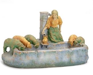 3355
An Amphora Tabletop Fountain
Fourth-Quarter 19th Century
In the form of a shepherdess with thirsty sheep
11" H x 19" W x 9" D
Estimate: $200 - $300