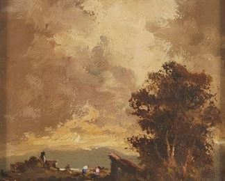 3364
Heinrich Berger
b.1898, German
Two Rural Farm Scenes Near A Pond
Each: Oil on panel
Each: Signed lower left: H Berger
6.75" H x 5" W; and the opposite
Estimate: $400 - $600