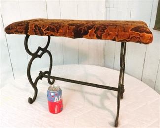 wrought iron and fabric bench