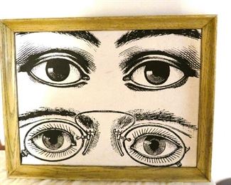 Fornasetta style Eyes framed art