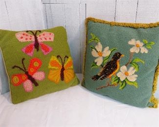 Retro butterfly and bird pillows