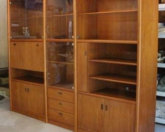 Danish Mid-century modern teak wall modular cabinet system