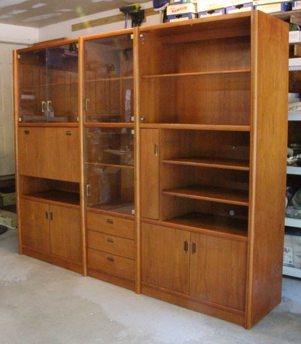 Danish Mid-century modern teak wall modular cabinet system