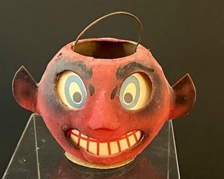 Antique German Paper Mache Pumpkin. Late 1920's-1930's. Possibly by Lander's Toys. Measures 2.5" h