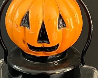 Vintage Halloween Glass Lantern - battery operated. Not tested.