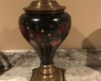 Very heavy hand painted brass vessel