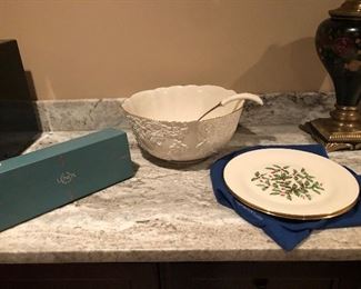 Lenox Holiday punchbowl and plates