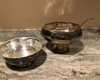 Byron Cade Silver Plate punch bowl and a Paul Rever classic form bowl