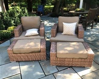 Reclining patio chairs with ottomans