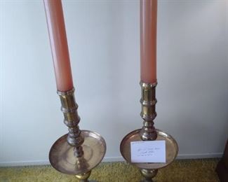 LOT#YG2009 PAIR OF GIANT BRASS CANDLE HOLDERS