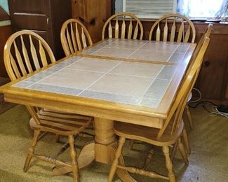 Tile-top dining table with chairs