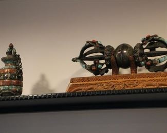 Silver vajra with inset stones