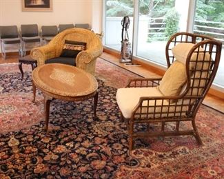 Vtg bamboo wing back chair