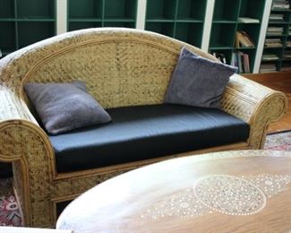 Raffia sofa & pair chairs