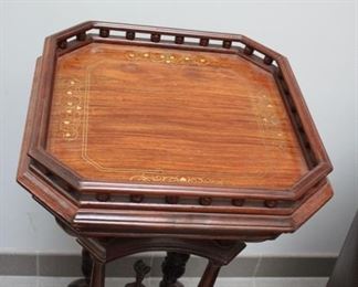 Brass inlaid plant stand / pedestal