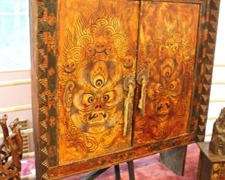 Hand painted Tibetan cabinet