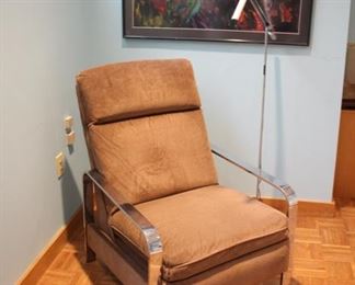 Vintage chrome & upholstered recliner