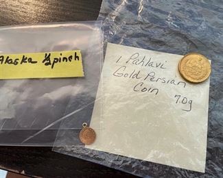Alaska 1/2 pinch & 1 Pahlavi gold coins