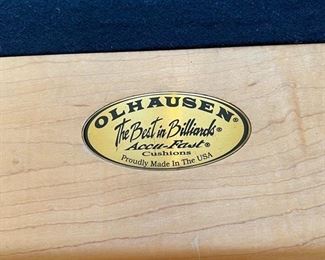 * ‘..the Best in Billiards’- Olhausen Maple ‘Waterfall’ 7’ Pool Table with Cue Sticks and holder..