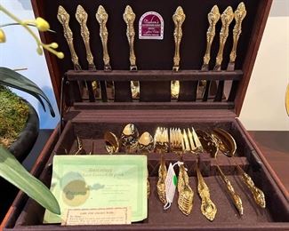 Made in Japan Electroplated Gold Double Floral Flatware.
