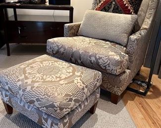 * Robb & Stucky Damask Pattern  Armchair with Ottoman.&nbsp;