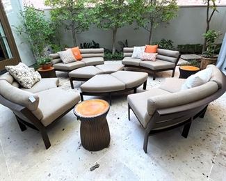 * Brown Jordan Banquet Sectional (Parkway Curvilinear)
* Orange Seasonal Living Garden Stools.