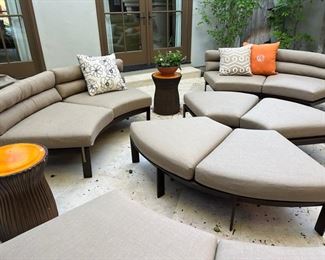 * Brown Jordan Banquet Sectional (Parkway Curvilinear)
* Orange Seasonal Living Garden Stools.