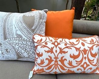 * Brown Jordan Banquet Sectional (Parkway Curvilinear)
* Orange Seasonal Living Garden Stools.