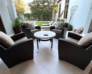 * Custom Metal Tile Artwork
* Brown Jordan Chaise Lounges&nbsp;
* Brown Jordan Square Sidetable
* Brown Jordan Umbrella with Stand
* Brown Jordan Lounge Chairs
* Brown Jordan Coffee Table (Parkway) (36”Di