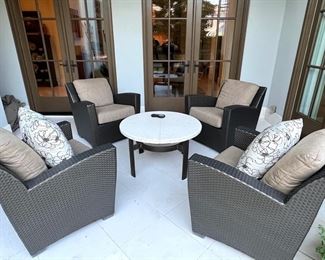 * Custom Metal Tile Artwork
* Brown Jordan Chaise Lounges&nbsp;
* Brown Jordan Square Sidetable
* Brown Jordan Umbrella with Stand
* Brown Jordan Lounge Chairs
* Brown Jordan Coffee Table (Parkway) (36”Di