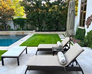 * Custom Metal Tile Artwork
* Brown Jordan Chaise Lounges&nbsp;
* Brown Jordan Square Sidetable
* Brown Jordan Umbrella with Stand
* Brown Jordan Lounge Chairs
* Brown Jordan Coffee Table (Parkway) (36”Di