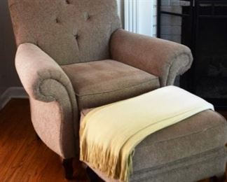 Three cushion couch with matching chair and ottoman.  Sold as a three piece set.  